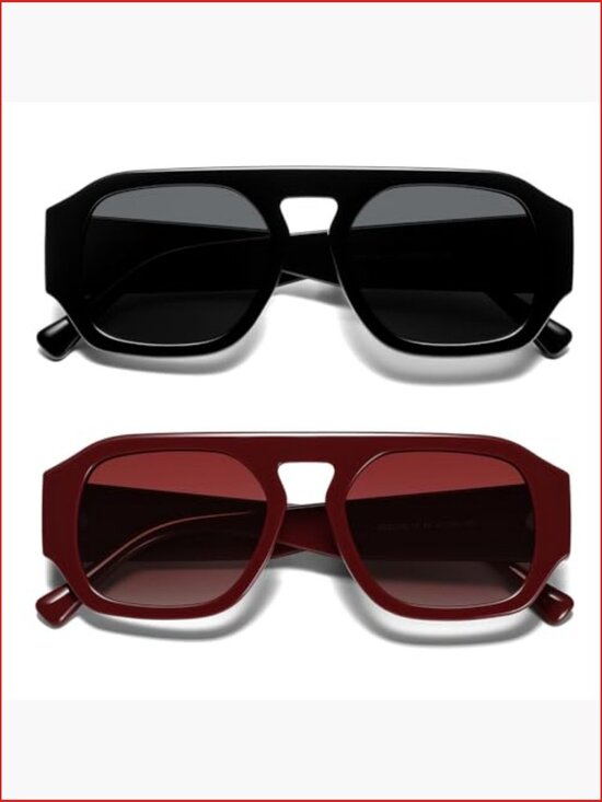 Polarized Retro Square Sunglasses UV400 Protection for Women Men